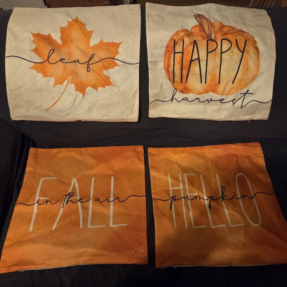 Set of 4 Fall Themed Pillow Covers. Used